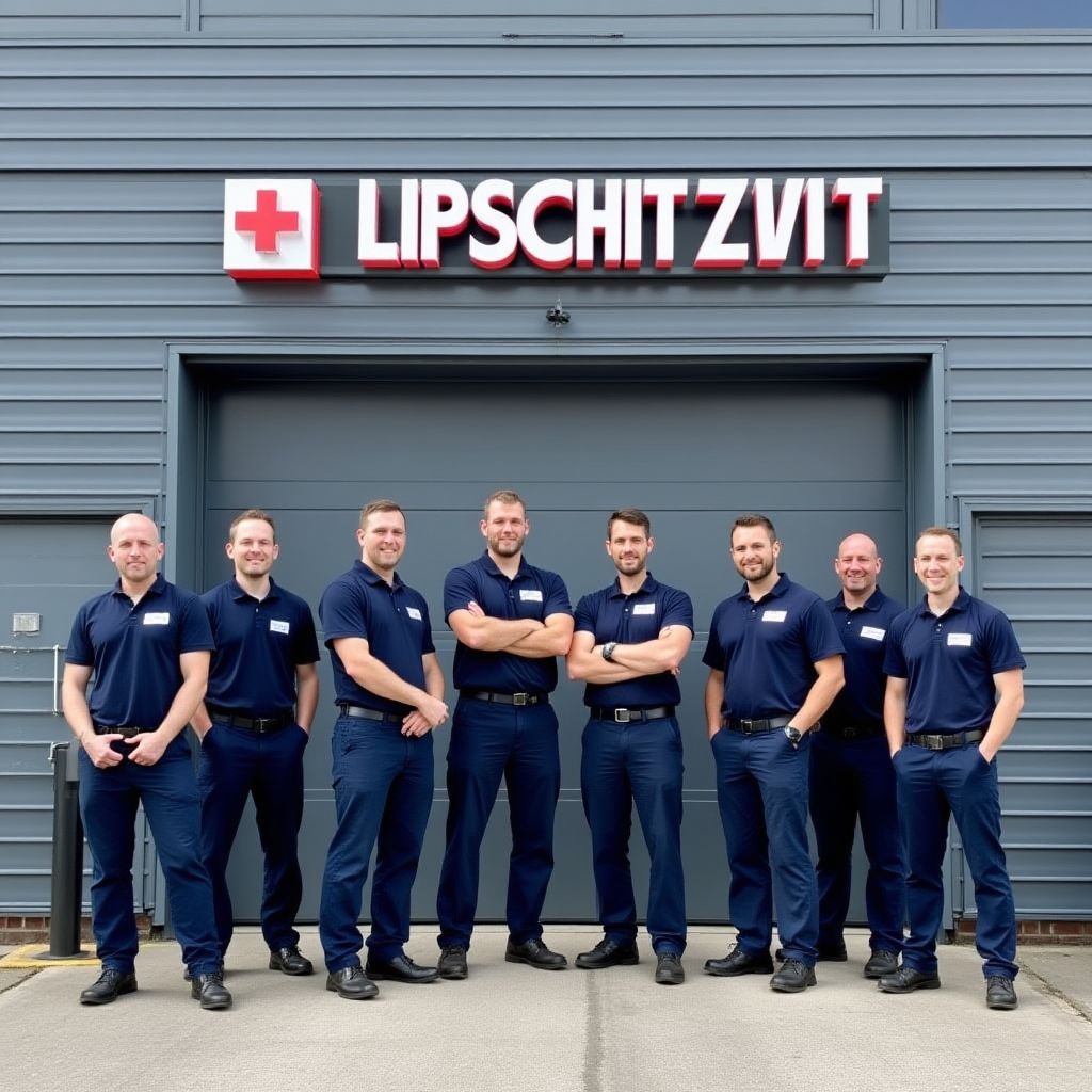 Équipe Lipschitzvit devant le siège social de l'entreprise